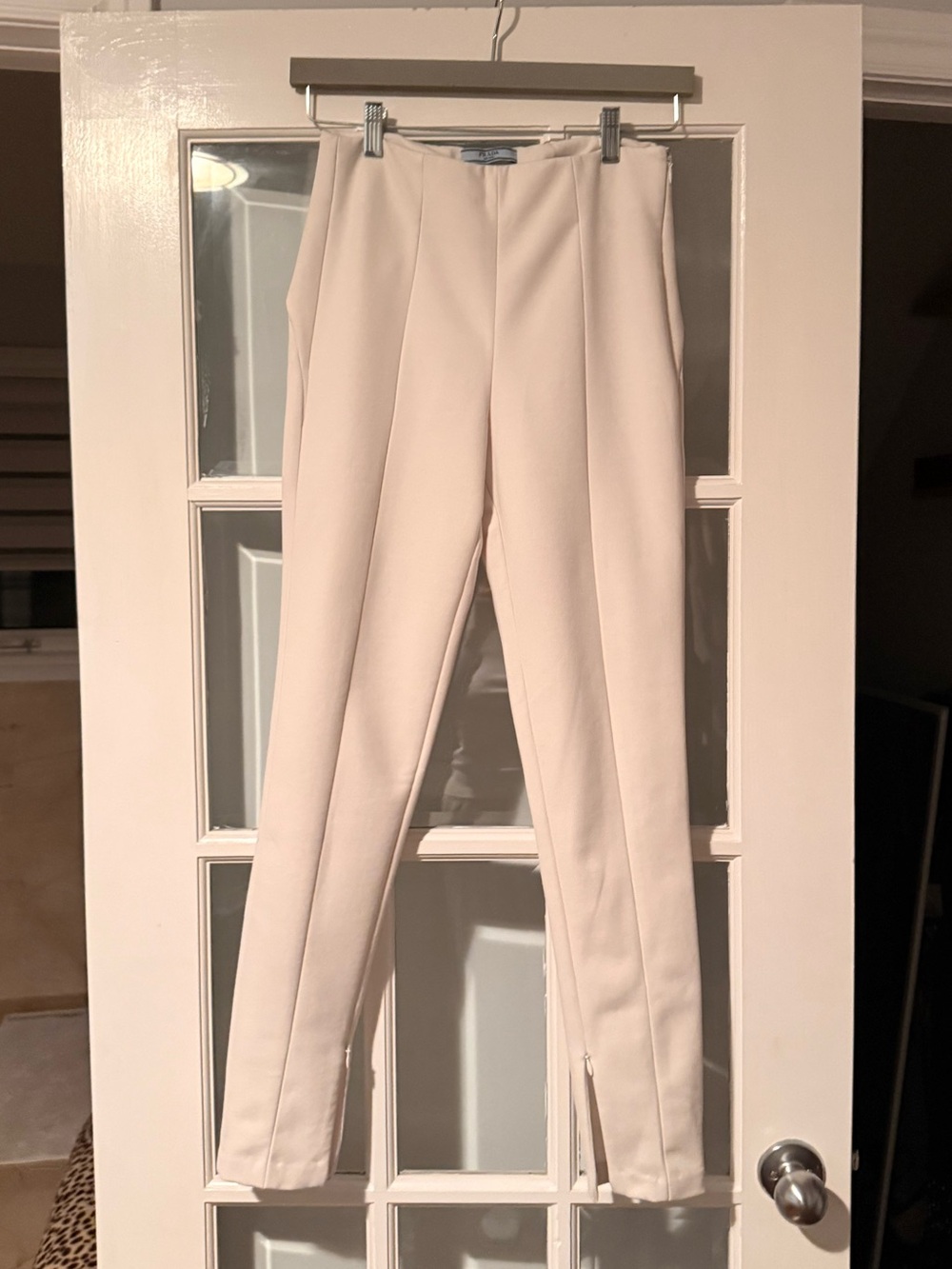 Prada White High-Waist Stretch Tailored Pants